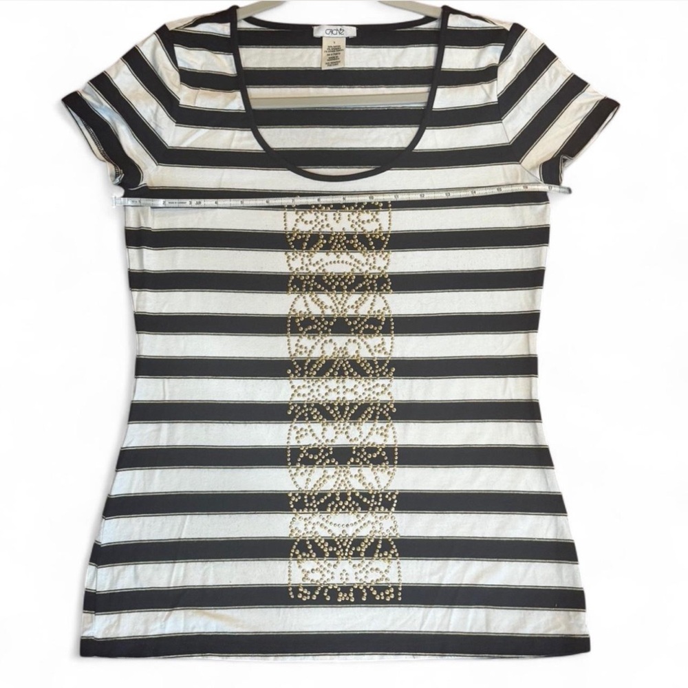 Cache Striped Embellished Fitted Tee - Small - Picture 7 of 8
